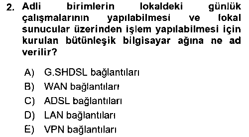 ADL203U Ulusal Yargı Ağı Projesi 1 çıkmış sınav sorusu 2
