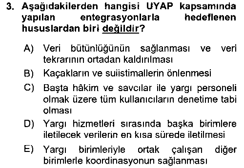 ADL203U Ulusal Yargı Ağı Projesi 1 çıkmış sınav sorusu 3