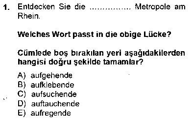 ALM202U Turizm İçin Almanca 2 çıkmış sınav sorusu 1