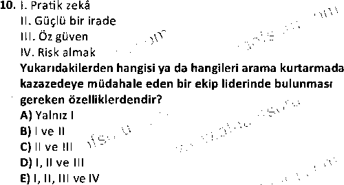 ADY1005 Arama ve Kurtarma Bilgisi çıkmış sınav sorusu 2