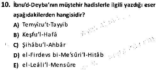 ISL2008 Hadis çıkmış sınav sorusu 2