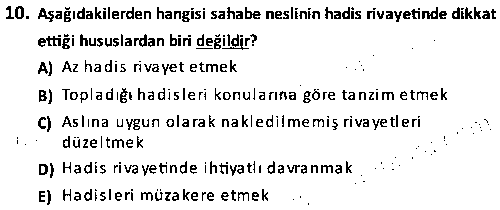 ISL1004 Hadis Tarihi ve Usulü çıkmış sınav sorusu 2