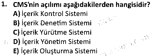 BIL2010 İçerik Yönetim Sistemi çıkmış sınav sorusu 1