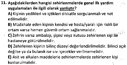 ADY1006 İlk Yardım ve Acil Sağlık Hizmetleri çıkmış sınav sorusu 3