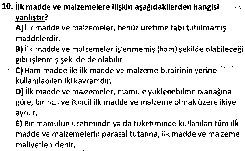 EY1006 İnşaat Muhasebesi çıkmış sınav sorusu 2