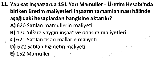 EY1006 İnşaat Muhasebesi çıkmış sınav sorusu 3