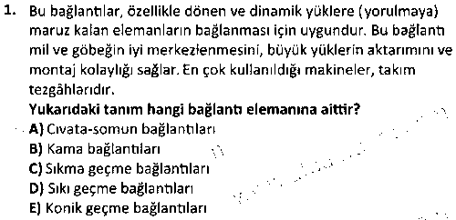 ISG1002 Makina ve Teçhizat çıkmış sınav sorusu 1