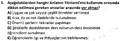 CGE1006 Öğrenme ve Öğretme Teknikleri çıkmış sınav sorusu 1