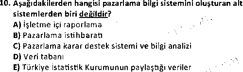 BY1002 Pazarlama İlkeleri çıkmış sınav sorusu 2