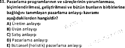 BY1002 Pazarlama İlkeleri çıkmış sınav sorusu 3