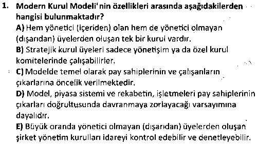 ISL3008 Stratejik Yönetim çıkmış sınav sorusu 1