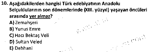 ISL1012 Türk İslam Edebiyatı çıkmış sınav sorusu 2