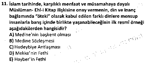 ISL2012 Yaşayan Dünya Dinleri çıkmış sınav sorusu 3