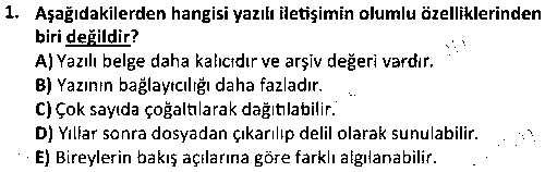 BYYA2006 Yazışma Teknikleri çıkmış sınav sorusu 1