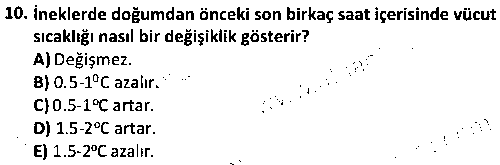 LAB2008 Suni Tohumlama ve Veteriner Doğum Bilgisi çıkmış sınav sorusu 2