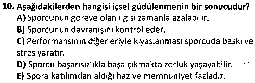 SPY2004 Spor Psikolojisi çıkmış sınav sorusu 2