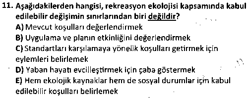 RKR2002 Rekreasyon ve Çevre çıkmış sınav sorusu 3