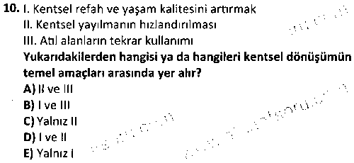 KAM4012 Kentleşme Politikası çıkmış sınav sorusu 2