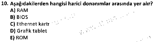 BIL1006 Bilgisayar Donanımı çıkmış sınav sorusu 2