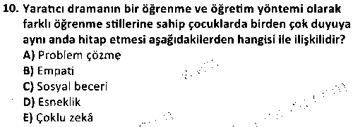 CGE1002 Çocuk ve Drama çıkmış sınav sorusu 2