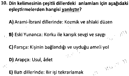 ISL2006 Din Sosyolojisi çıkmış sınav sorusu 2