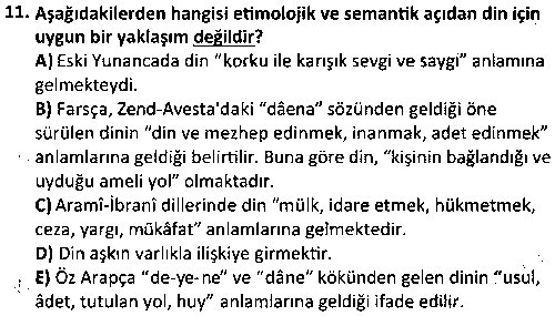 ISL2006 Din Sosyolojisi çıkmış sınav sorusu 3