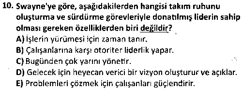 ADY2004 Ekip Çalışması ve Liderlik çıkmış sınav sorusu 2