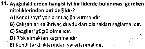 ADY2004 Ekip Çalışması ve Liderlik çıkmış sınav sorusu 3