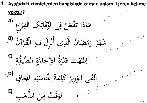 ISL1001 Arapça 1 çıkmış sınav sorusu 1