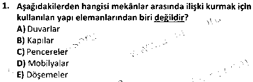 EY1007 Bina ve Yapım Bilgisi çıkmış sınav sorusu 1