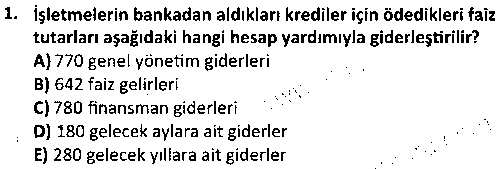 ADL1001 Genel Muhasebe çıkmış sınav sorusu 1