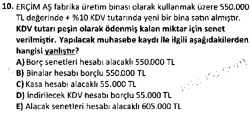 ADL1001 Genel Muhasebe çıkmış sınav sorusu 2