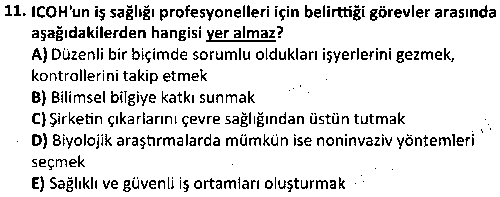 ISG2009 İş Sağlığı ve Güvenliği Yönetim Sistemleri çıkmış sınav sorusu 3