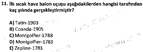 SHI1001 Sivil Havacılığa Giriş çıkmış sınav sorusu 3