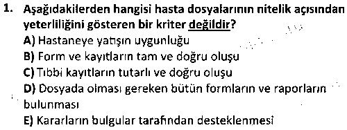 TDS2009 Tıbbi Dökümantasyon çıkmış sınav sorusu 1