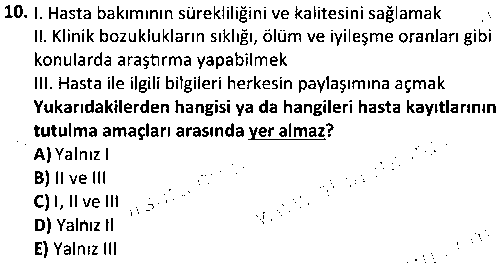 TDS2009 Tıbbi Dökümantasyon çıkmış sınav sorusu 2