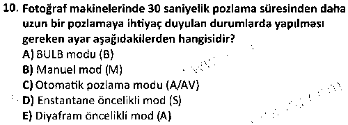 FOT1009 Temel Fotoğrafçılık çıkmış sınav sorusu 2