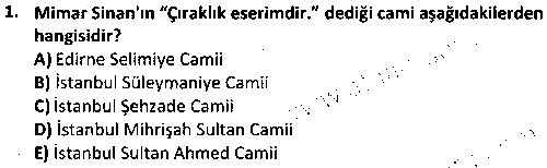 GRF1007 Genel Sanat Tarihi çıkmış sınav sorusu 1