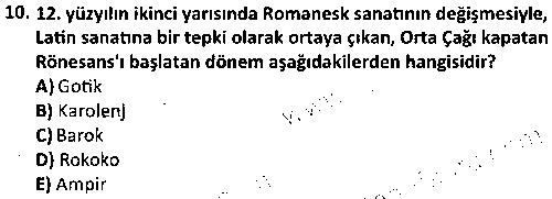 GRF1007 Genel Sanat Tarihi çıkmış sınav sorusu 2