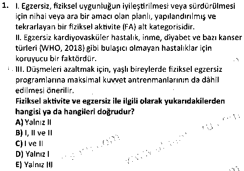 SPB4003 Yaşlılar ve Spor çıkmış sınav sorusu 1