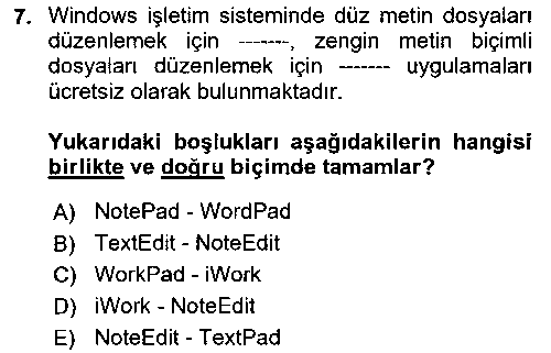 BIL111U BIL111U Temel Bilgi Teknolojileri çıkmış sınav sorusu 3