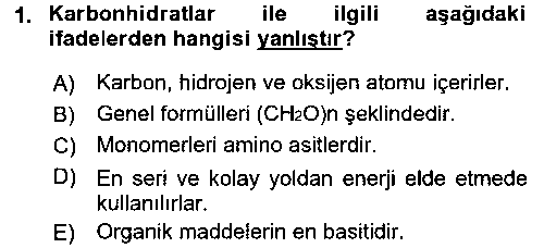 BIY101U Genel Biyoloji 1 çıkmış sınav sorusu 1
