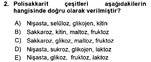 BIY101U Genel Biyoloji 1 çıkmış sınav sorusu 2