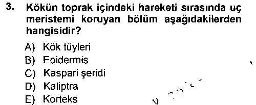 BIY102U Genel Biyoloji 2 çıkmış sınav sorusu 3
