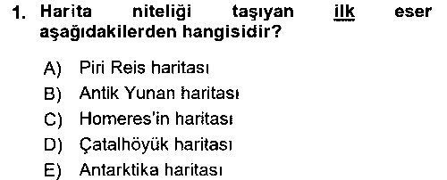 CBS111U Bilgisayar Destekli Harita Yapımı 1 çıkmış sınav sorusu 1