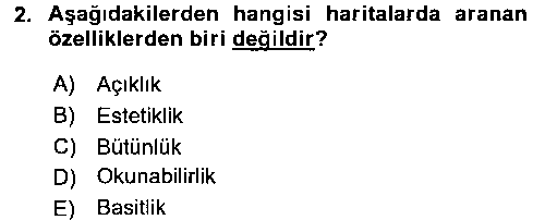 CBS111U Bilgisayar Destekli Harita Yapımı 1 çıkmış sınav sorusu 2