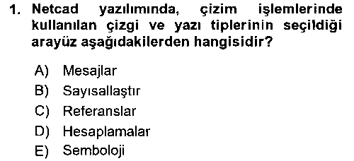 CBS112U Bilgisayar Destekli Harita Yapımı 2 çıkmış sınav sorusu 1