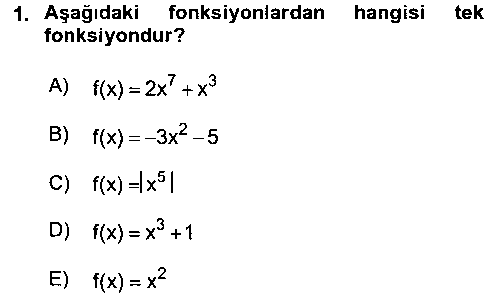 CBS115U Coğrafi Bilgi Sistemleri İçin Temel Matematik çıkmış sınav sorusu 1