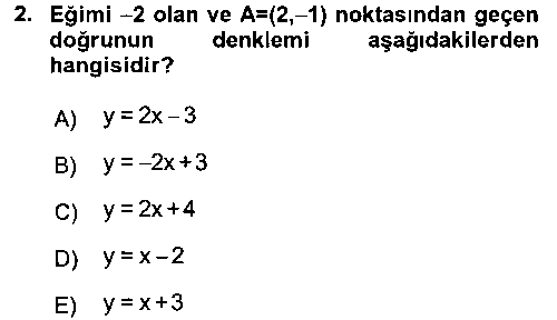 CBS115U Coğrafi Bilgi Sistemleri İçin Temel Matematik çıkmış sınav sorusu 2