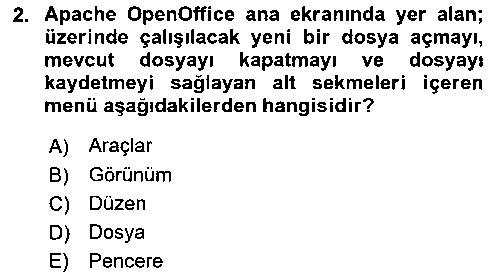 CBS213U Ofis Uygulamaları 1 çıkmış sınav sorusu 2